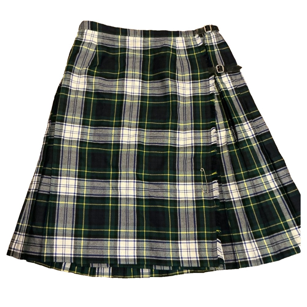 Vintage Authentic Kilt Tartan Plaid Pure Wool Leather Straps Made in Scotland